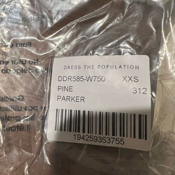 NWT Dress the Population Parker Gown in pine womens size xxs with side slit‎ - Picture 12 of 12